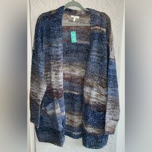 Maurices Blue and Brown Knit Cardigan (NWT)- Size 2XL